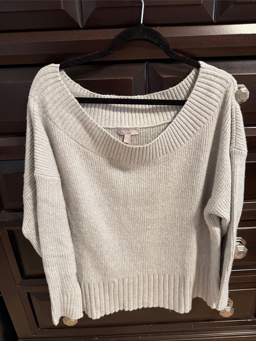 Chelsea28 Off-the-Shoulder Ribbed Knit Sweater - Light Beige